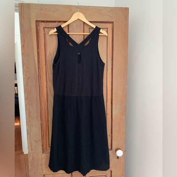 Left of Center (Anthropologie) | black high/low midi dress | sz L - Picture 2 of 7